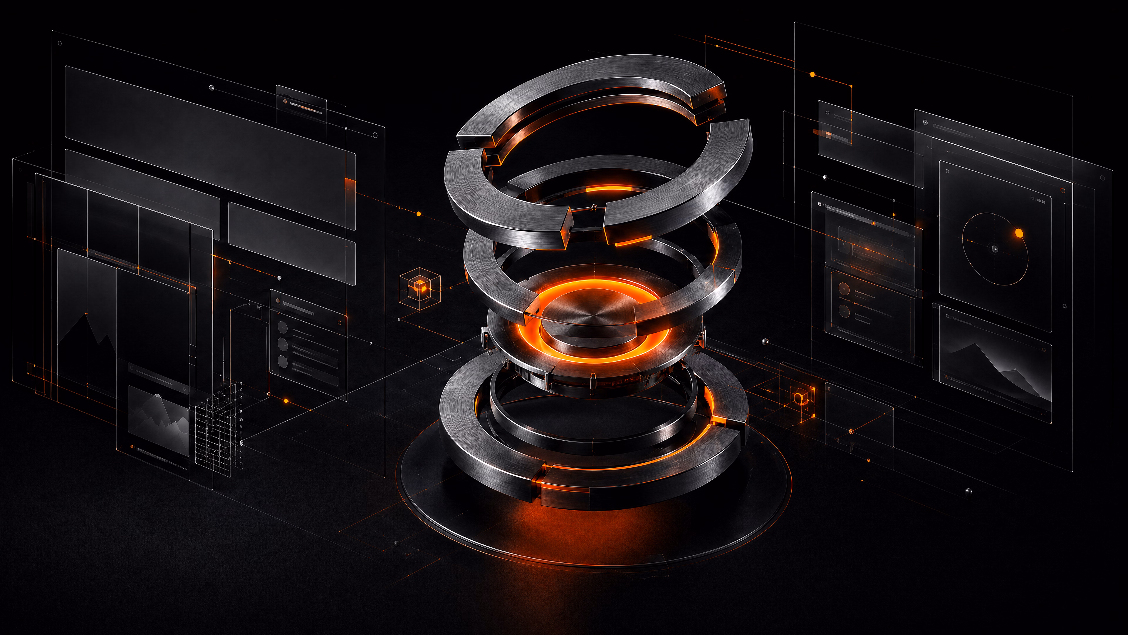 Stacked instrument rings with floating page-builder panels — shipping fixes
