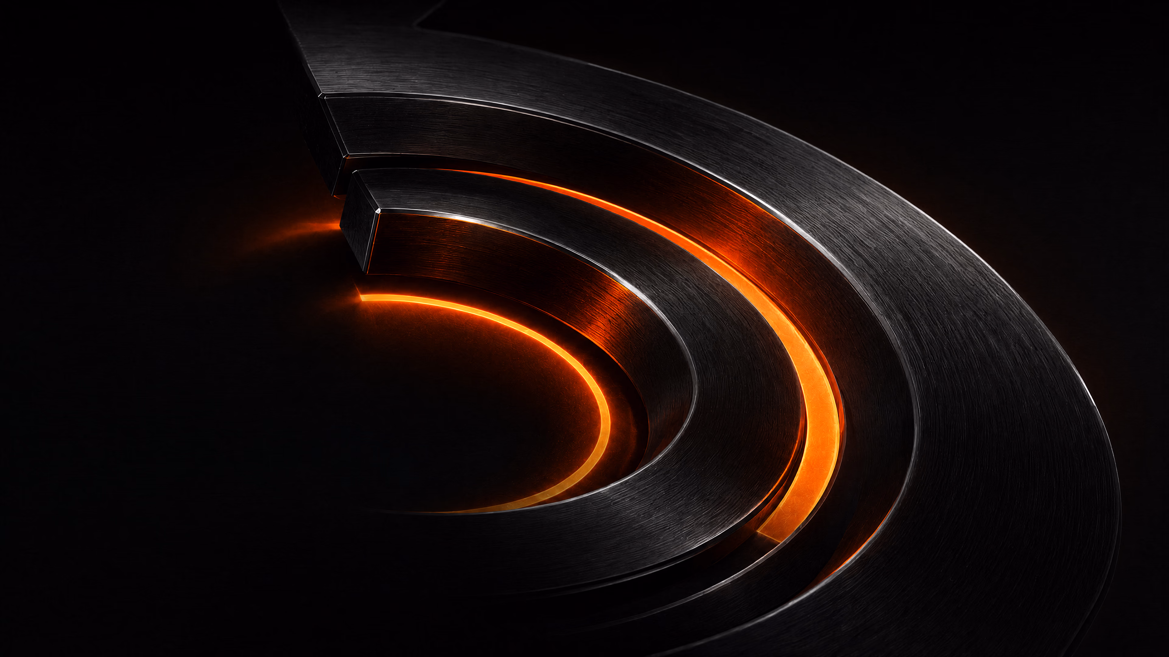 Arclen's diagnostic instrument — brushed-metal arcs with ember core glow